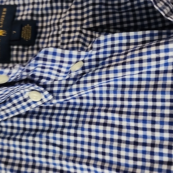 EUC  Ralph Lauren Boys Blue & White L/S Gingham Button Down Shirt,  Size 7 - Picture 3 of 11